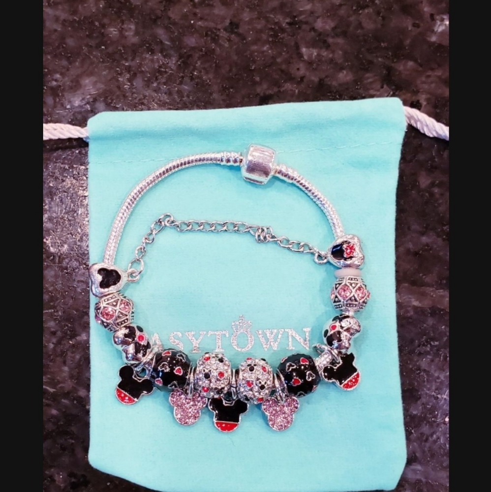 Disney Inspired Mickey Minnie Mouse Charm Bracelet